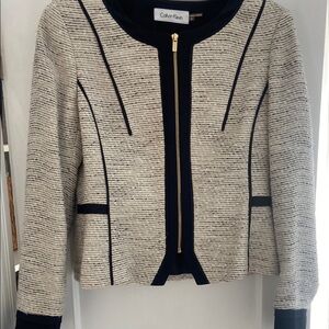 Calvin Klein Cream and Black Blazer with Tailored Silhouette